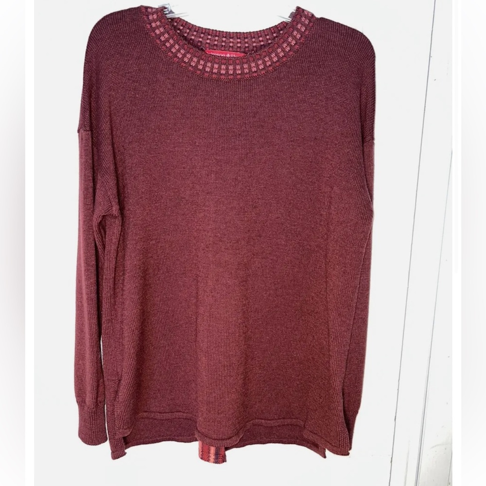 Krimson Klover Maroon Merino Blend Knit Crew Neck Sweater